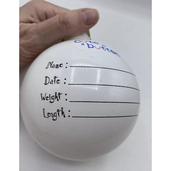 Cute As A Button Glass Christmas Ornament Signed Heaven Sent New Baby 4 Inch - Picture 8 of 16